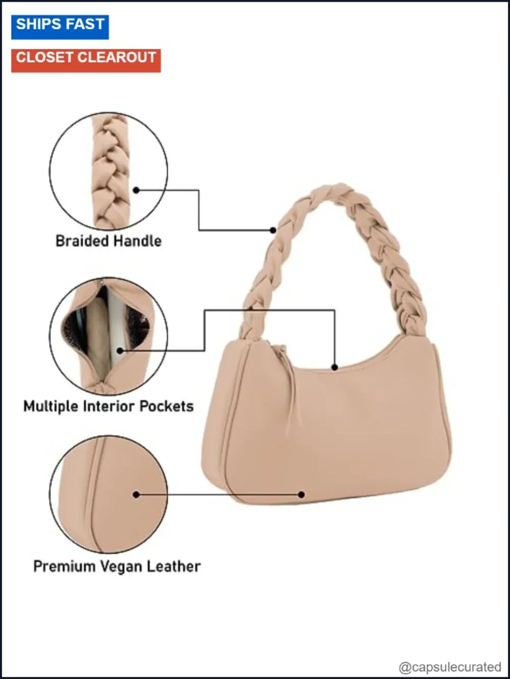 Emperia Braided Top Handle Shoulder Bag For Women, Trendy Designer Small Hobo